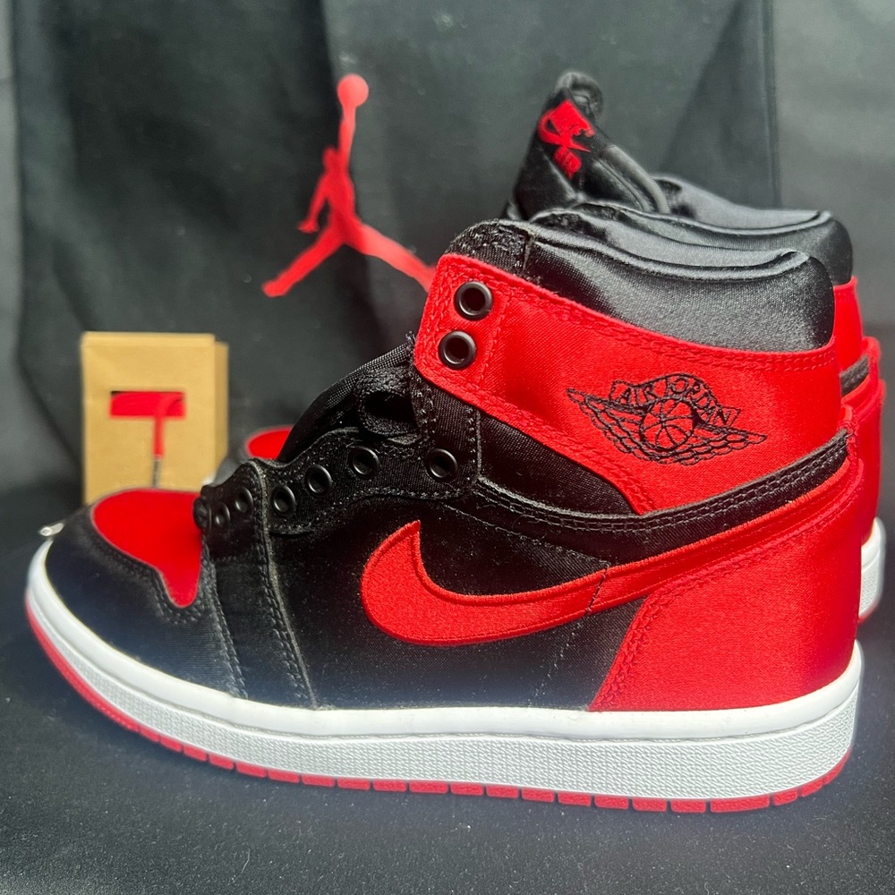Nike Air Jordan 1 High Satin Bred (2023) Women's Sneakers - Red and Black